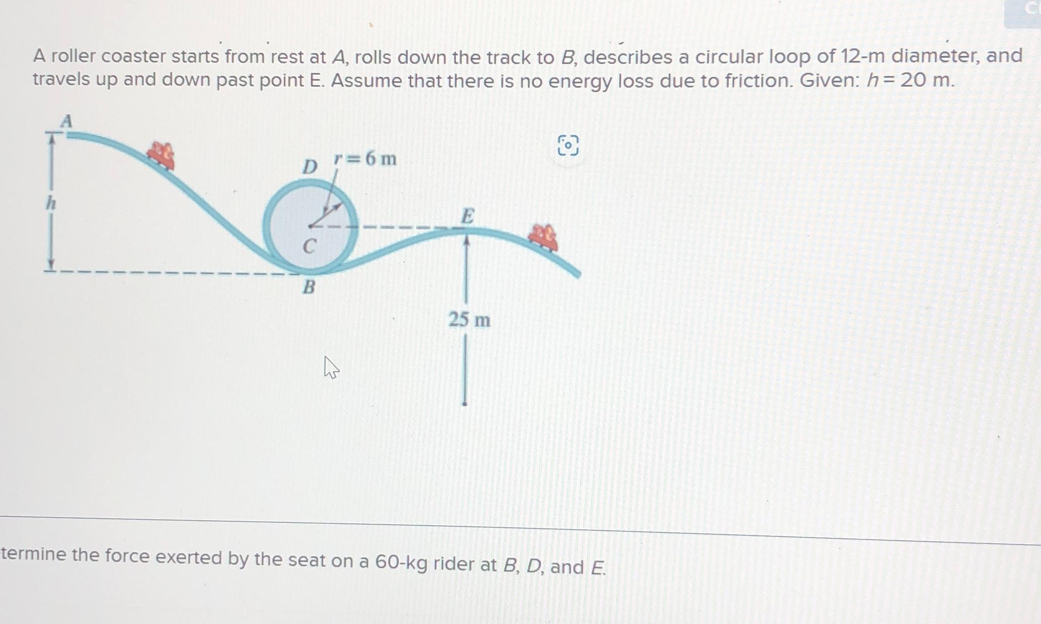 Solved A Roller Coaster Starts From Rest At A, ﻿rolls Down | Chegg.com