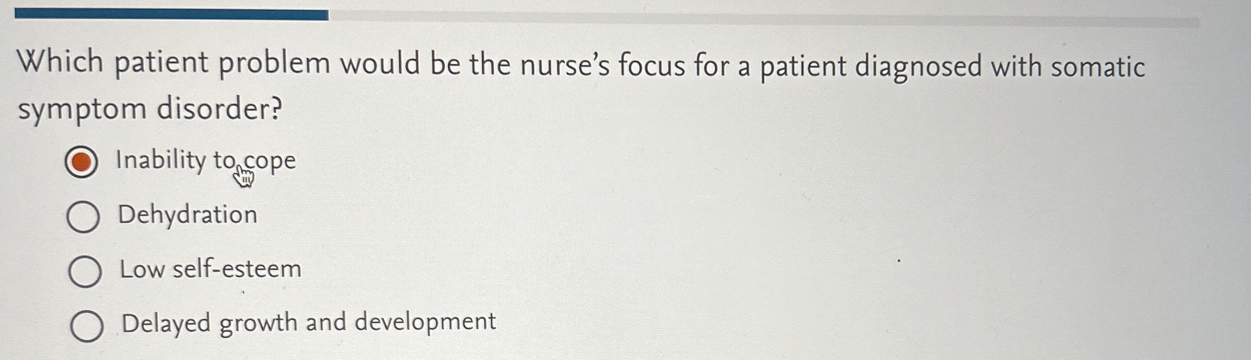 Solved Which patient problem would be the nurse's focus for | Chegg.com