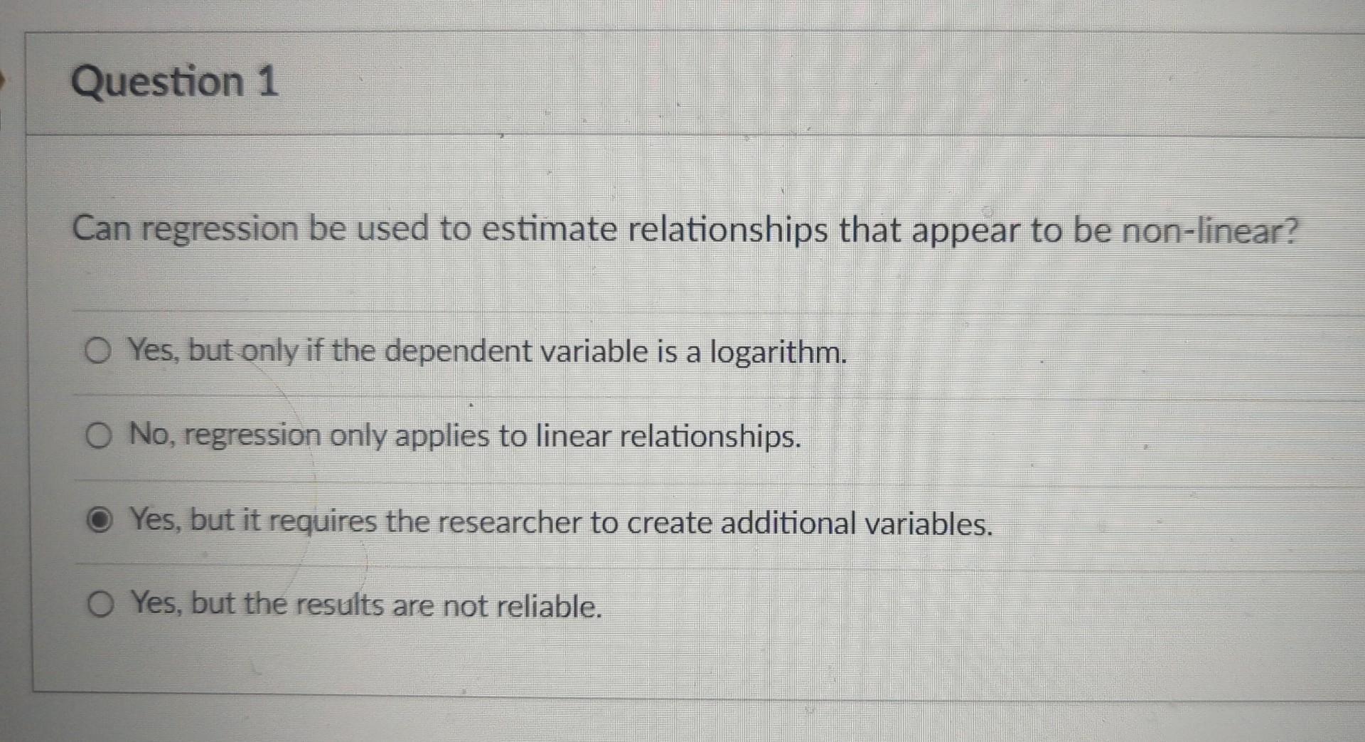 Solved Can regression be used to estimate relationships that | Chegg.com