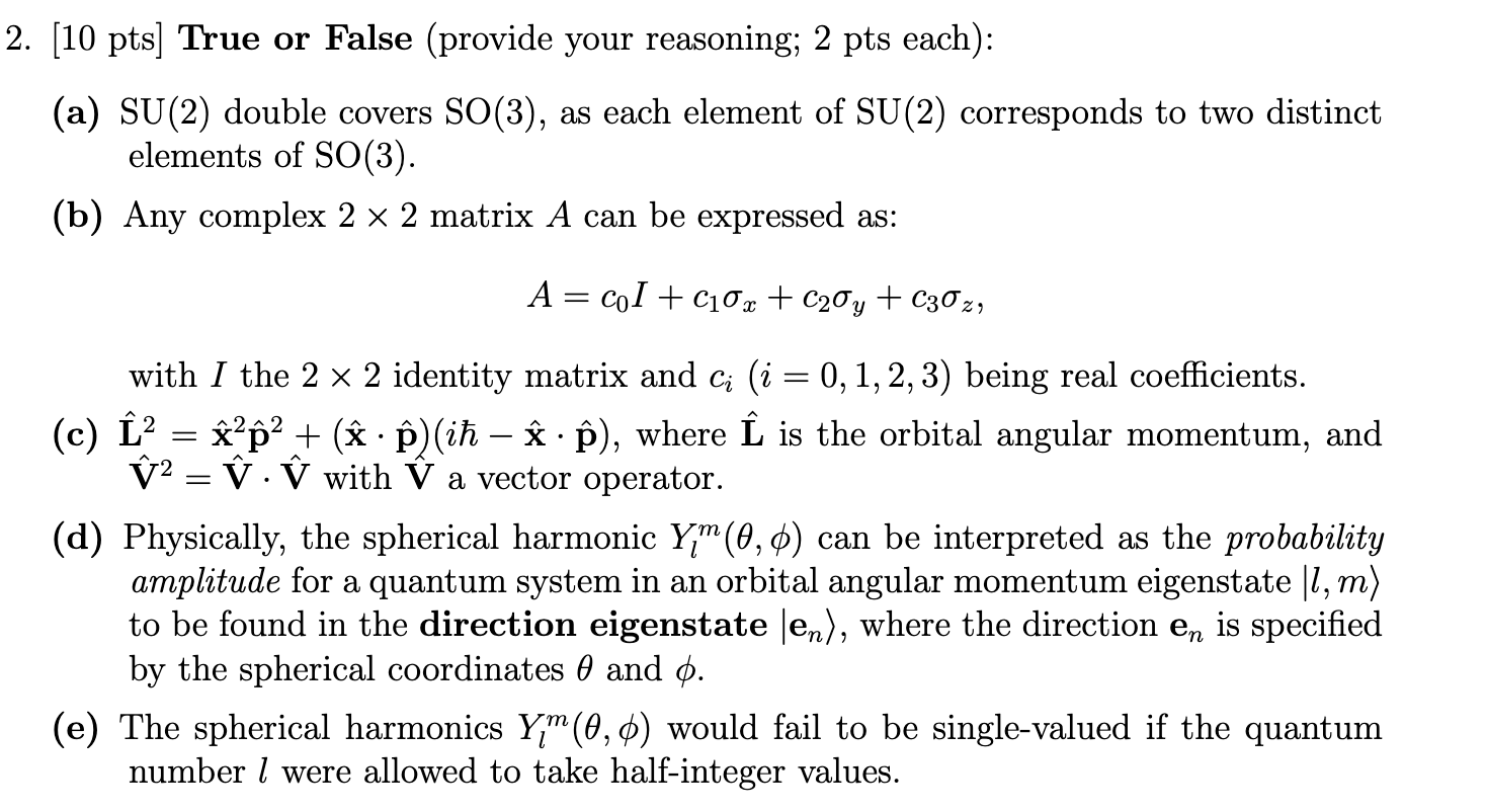 Solved By An Expert Pts True Or False Provide Your Reasoning Chegg Com