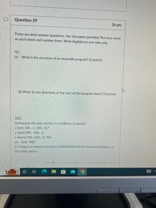 (iii) Write assembly commands to move the second | Chegg.com