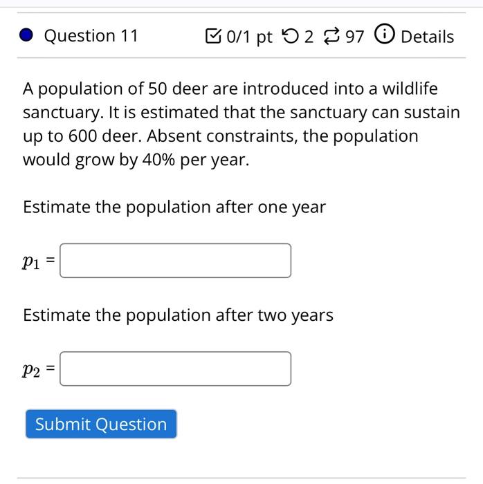 Solved Question 11 B0/1 pt © 297 0 Details A population of | Chegg.com