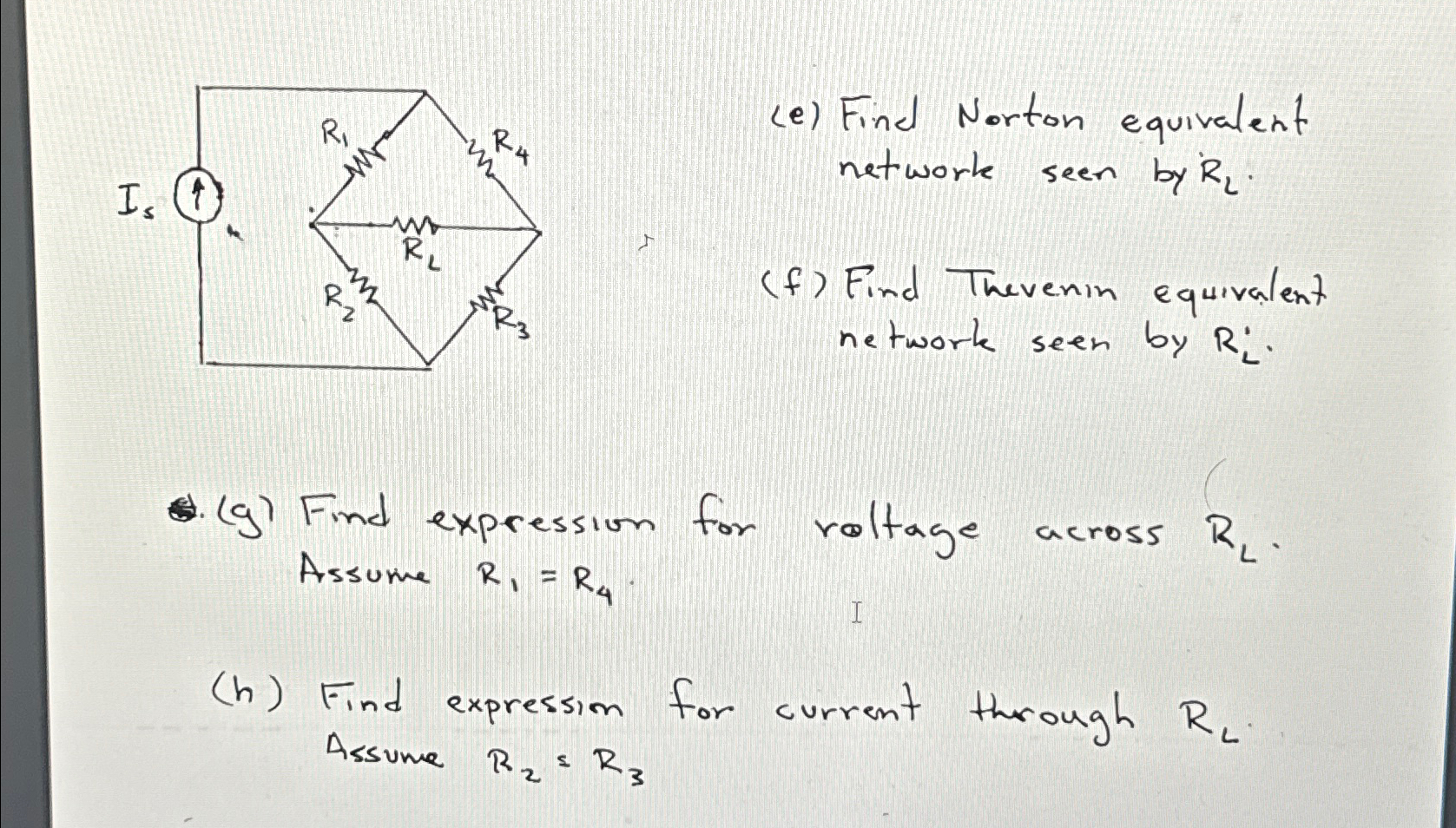 Solved (e) ﻿Find Norton equivalent network seen by RL.(f) | Chegg.com