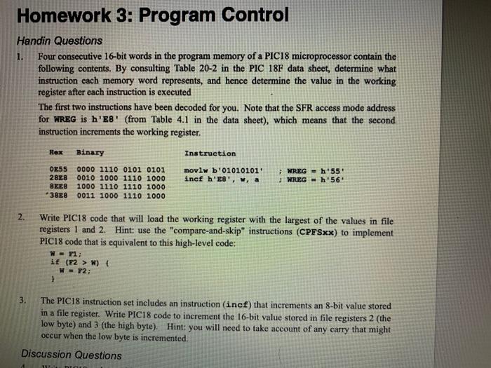 Solved Homework 3: Program Control Handin Questions 1. Four | Chegg.com