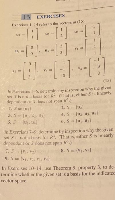 Solved In Exercises 7-9, determine by inspection why the | Chegg.com