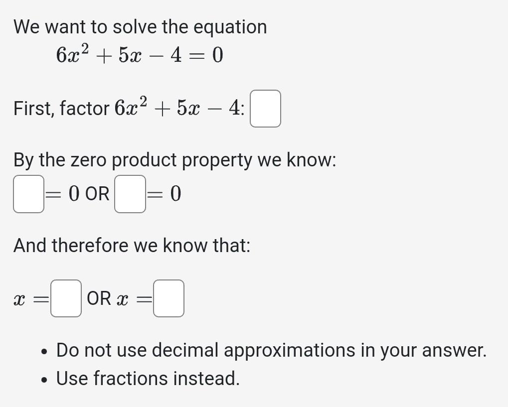 x 2 5x 6 0 zero factor property