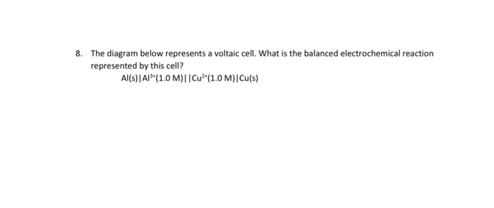 Solved 8. The diagram below represents a voltaic cell. What | Chegg.com