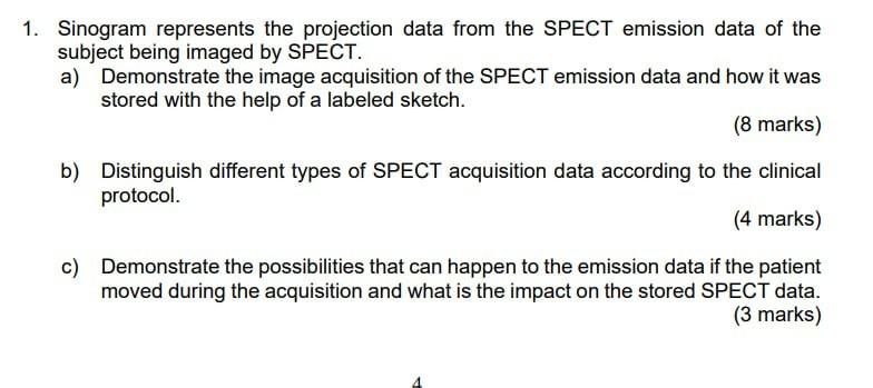 Solved 1. Sinogram represents the projection data from the | Chegg.com