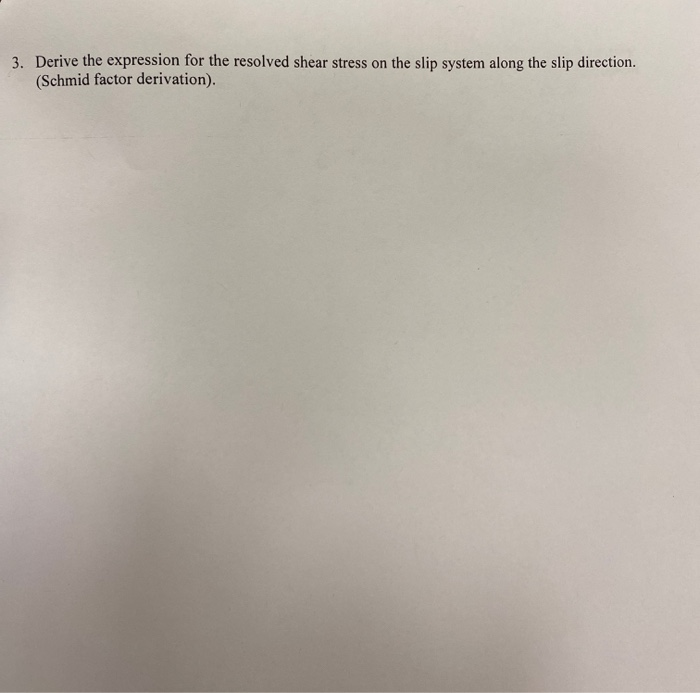 Solved 3. Derive the expression for the resolved shear | Chegg.com