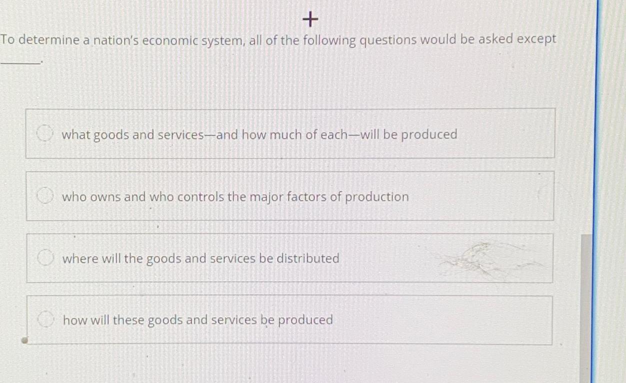 Solved To determine a nation's economic system, all of the | Chegg.com