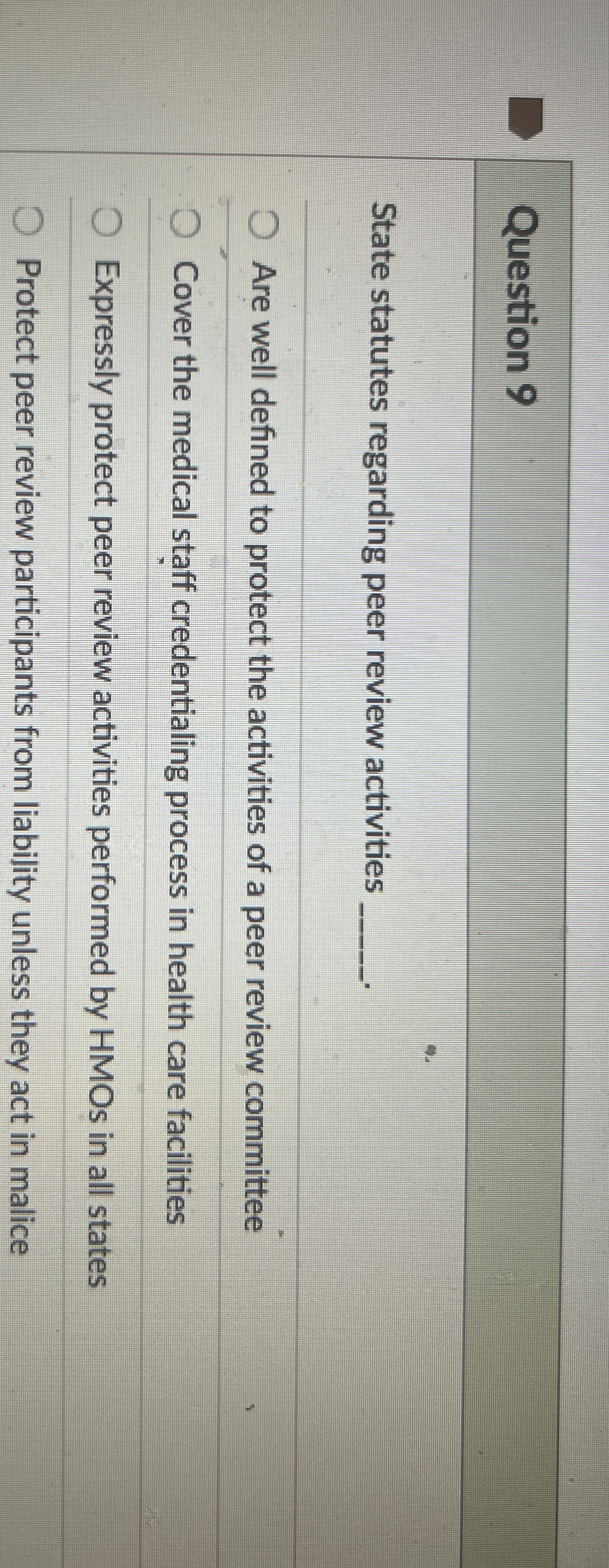 Solved Question 9State statutes regarding peer review