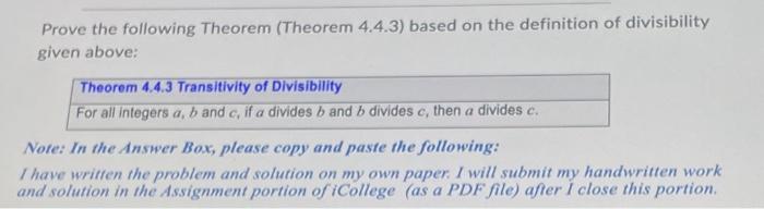 Solved Prove The Following Theorem (Theorem 4.4.3) Based On | Chegg.com