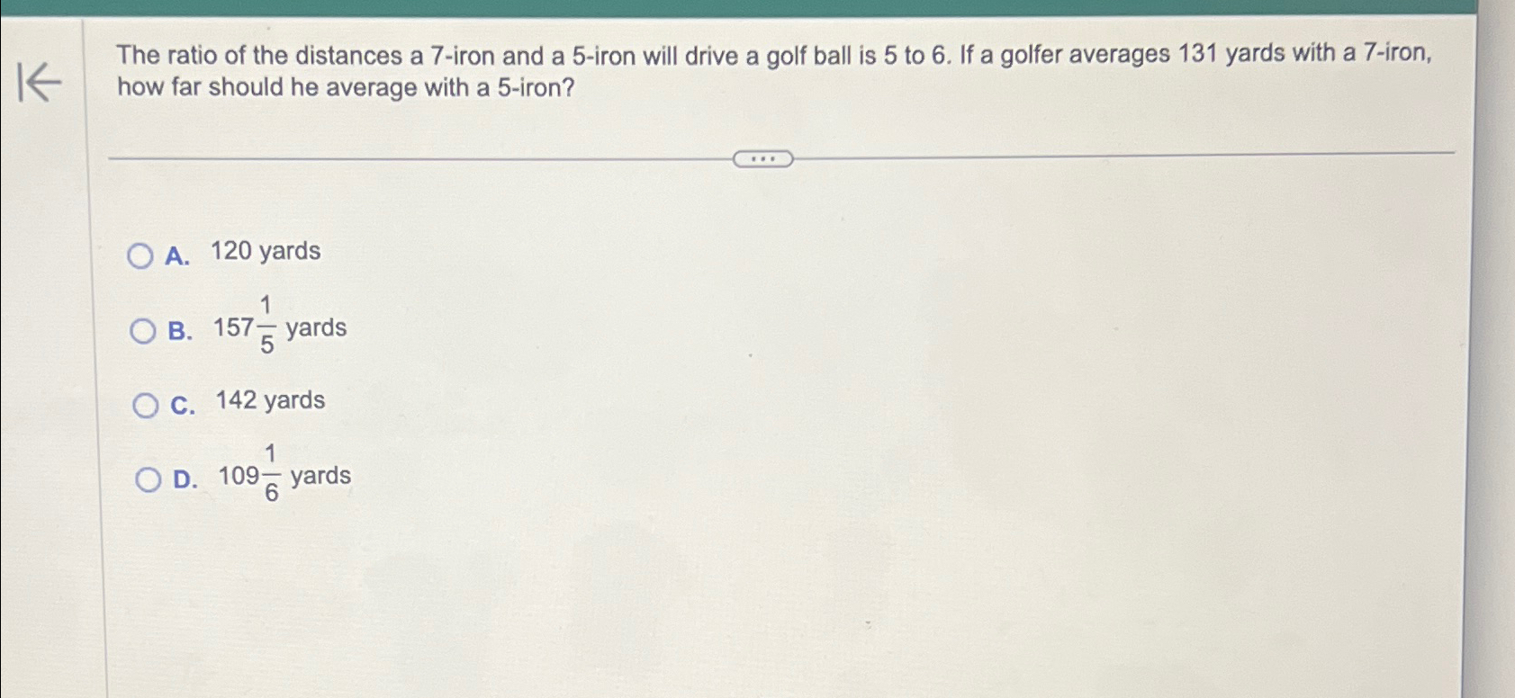 Solved The ratio of the distances a 7 -iron and a 5 -iron | Chegg.com