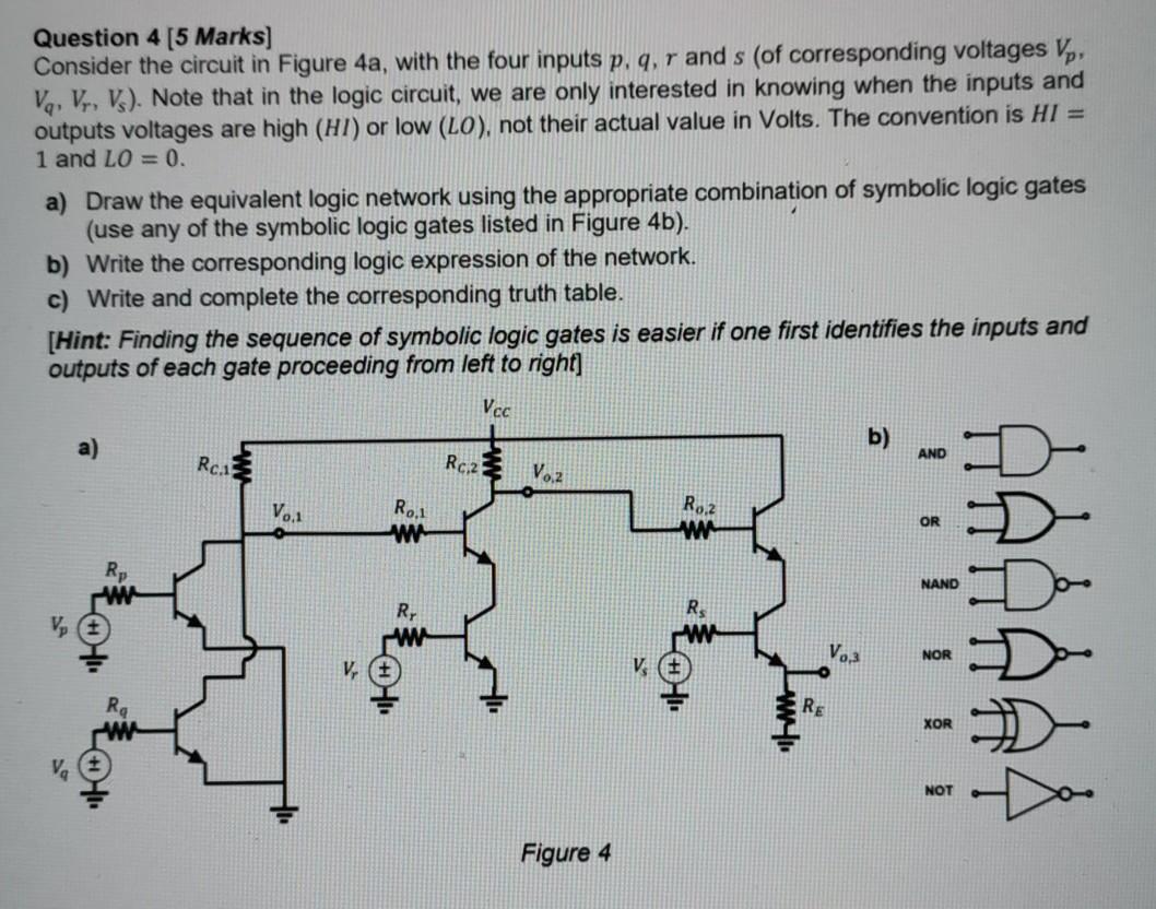 Solved Question 4 (5 Marks] Consider the circuit in Figure | Chegg.com