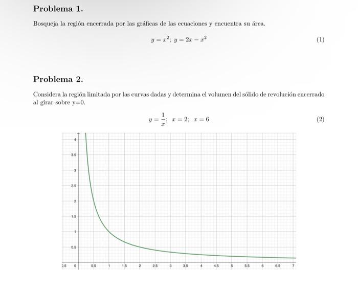 Bosqueja la región encerrada por las gráficas de las ecuaciones y encuentra su área. \[ y=x^{2} ; y=2 x-x^{2} \] Problema 2.