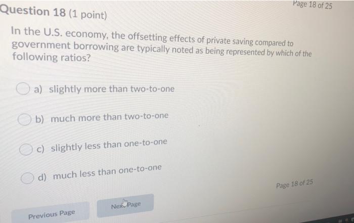 Solved Question 18 (1 Point) Page 18 Of 25 In The U.S. | Chegg.com