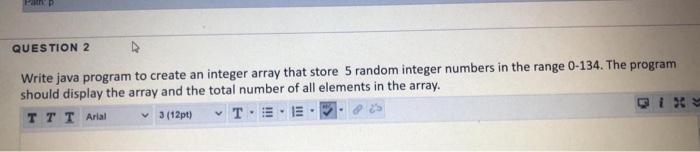 Solved FB QUESTION 2 Write java program to create an integer | Chegg.com