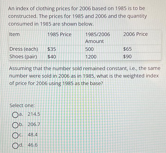 Solved An index is to be constructed to show the changes in | Chegg.com