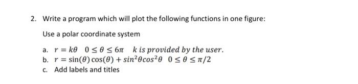 Solved 2. Write a program which will plot the following | Chegg.com