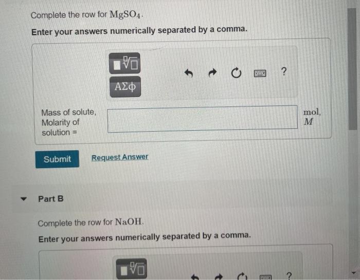 Solved Complete the table Solute Mass of solute Moles of Chegg