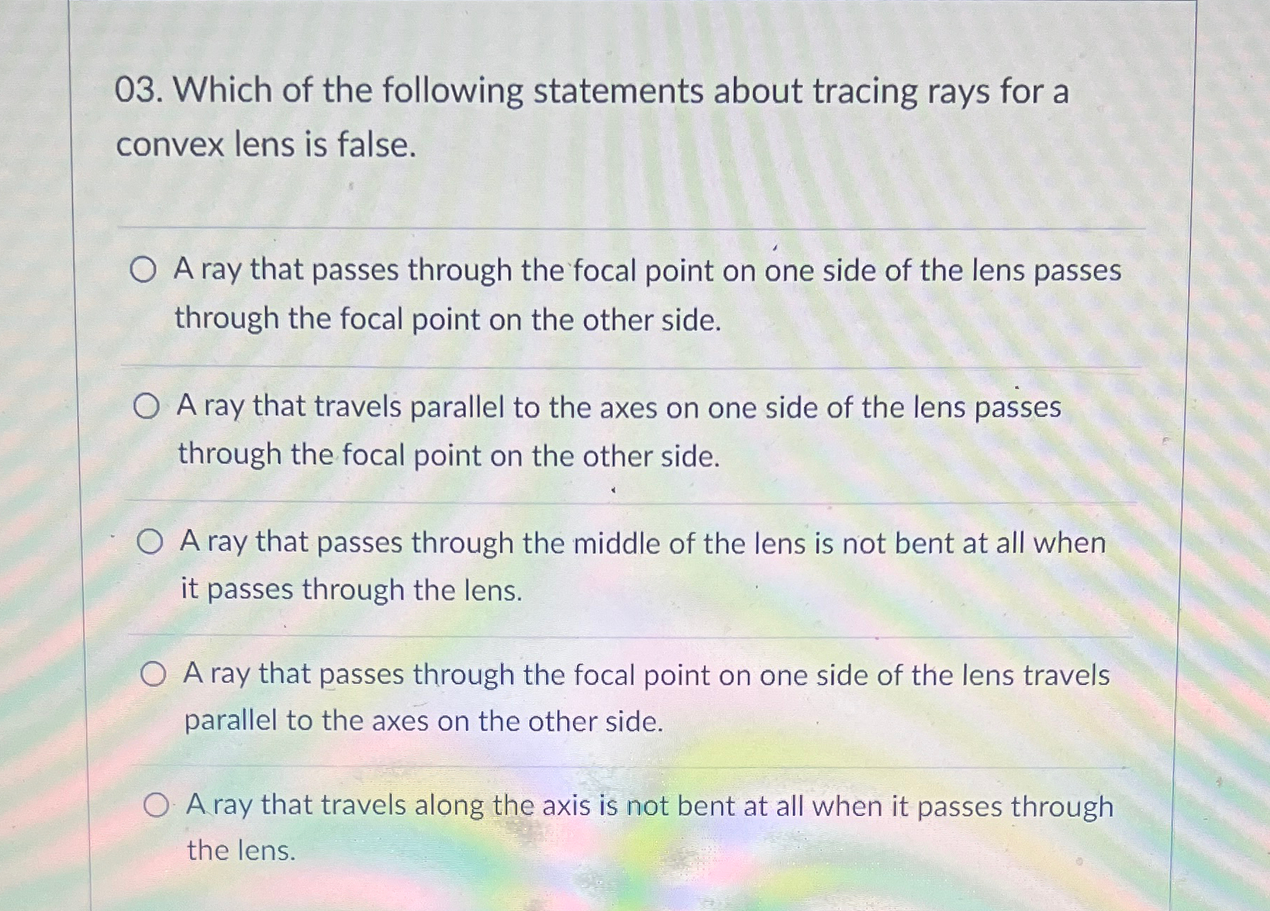 Solved Which of the following statements about tracing rays | Chegg.com
