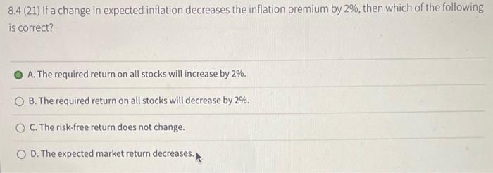 Solved 8.4 (21) If a change in expected inflation decreases | Chegg.com