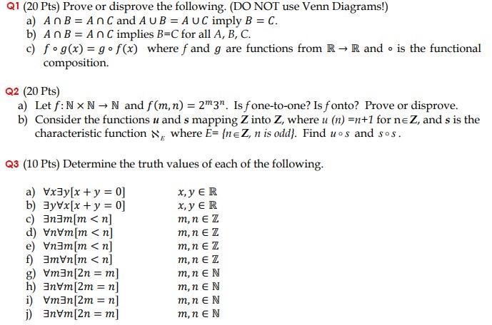 Solved Q1 Pts Prove Or Disprove The Following Do N Chegg Com