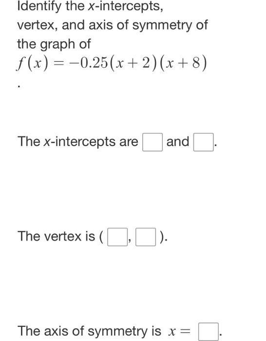 how to solve x intercepts in vertex form
