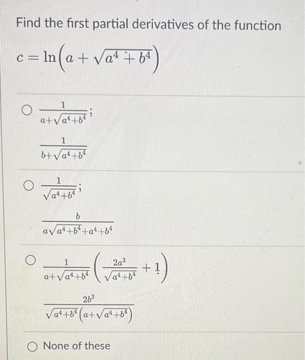 Solved Find the first partial derivatives of the function | Chegg.com