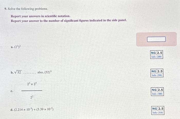 Solved 9. Solve the following problems. Report your answers | Chegg.com