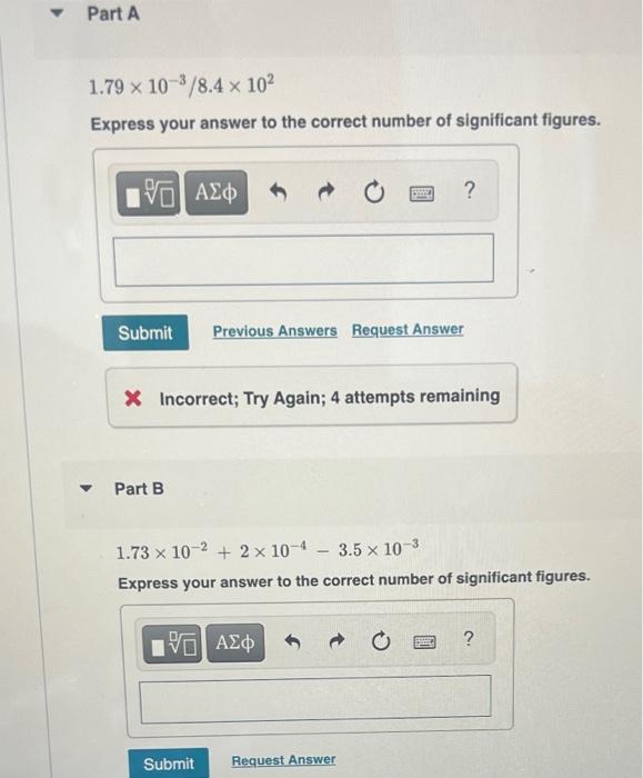 Solved 1.79×10−3/8.4×102 Express your answer to the correct | Chegg.com