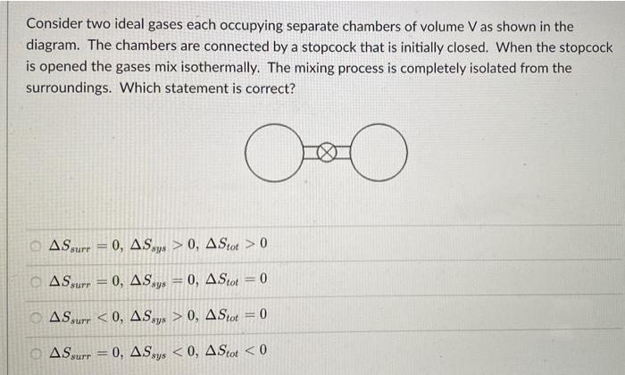 Solved a Consider two ideal gases each occupying separate | Chegg.com