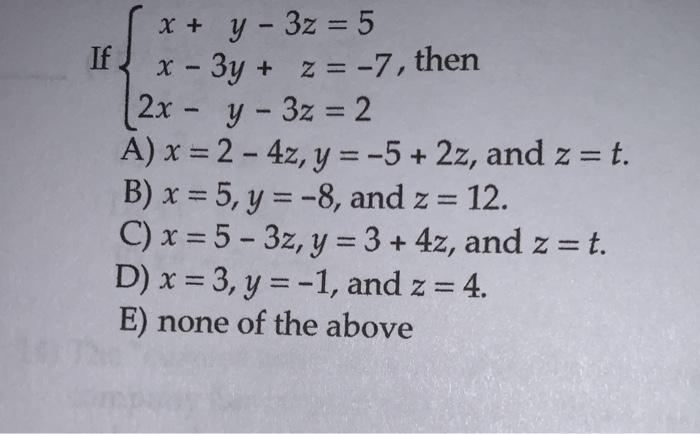 X Y 32 5 If X 3y Z 7 Then 2x Y Chegg Com