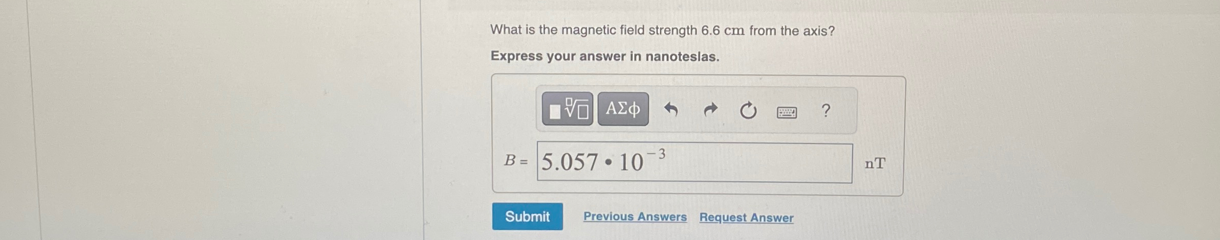 Solved What is the magnetic field strength 6.6cm ﻿from the | Chegg.com