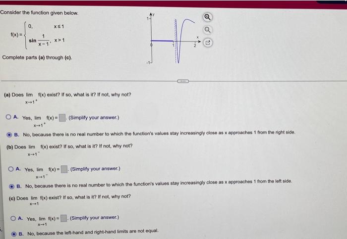 Solved Consider the function given below. 0, x≤1 f(x)= sin | Chegg.com