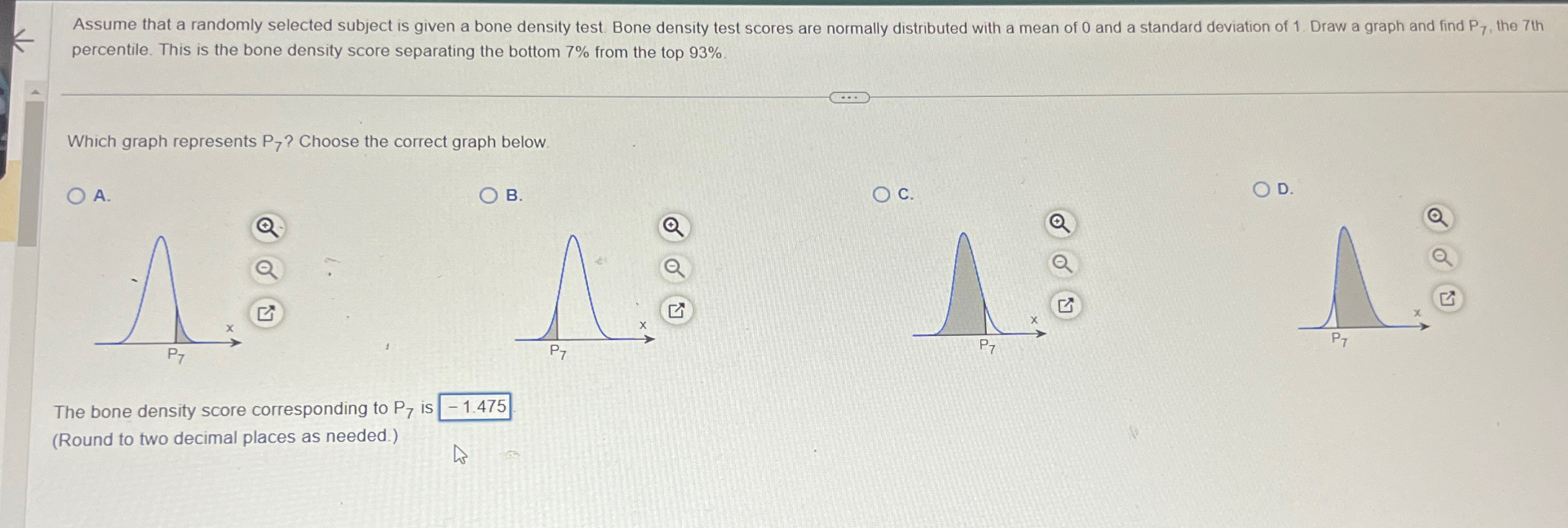 Solved percentile. This is the bone density score separating | Chegg.com