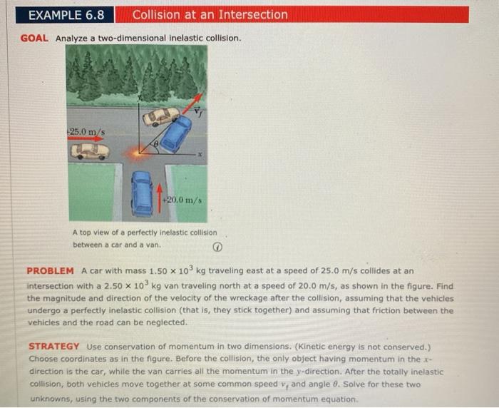 Solved EXAMPLE 6.8 Collision at an Intersection GOAL Analyze | Chegg.com