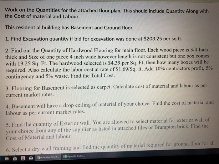 Work On The Quantities For The Attached Floor Plan Chegg Com