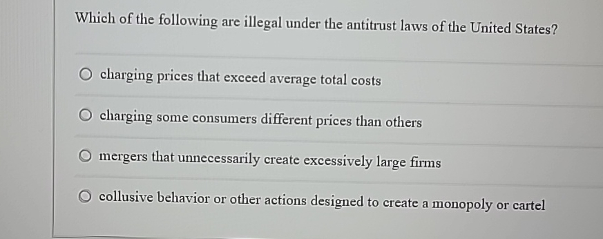 Solved Which of the following are illegal under the | Chegg.com