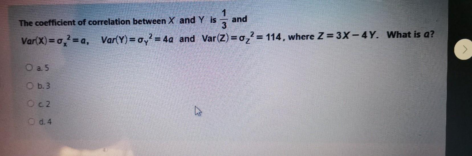 Solved 1 The coefficient of correlation between X and Y is | Chegg.com