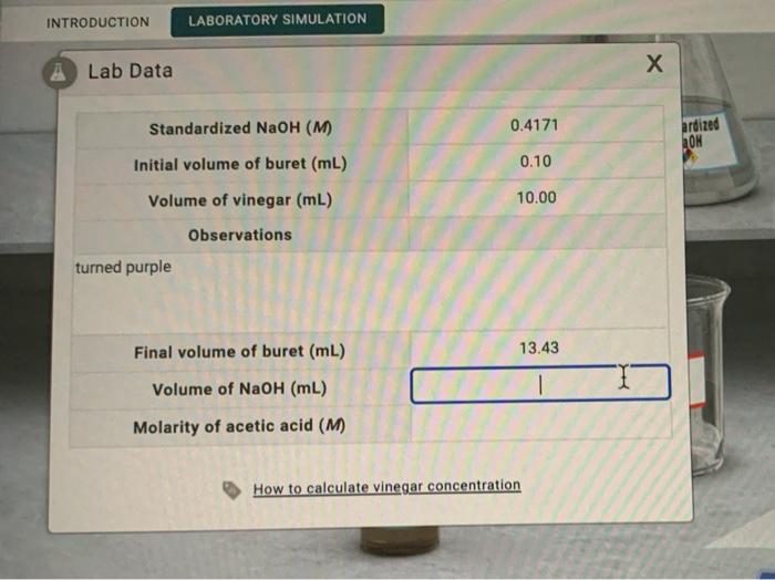 Solved calculate molarity of acetic acid in vinegar