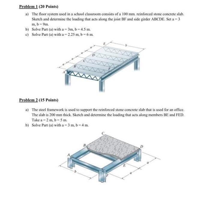 Solved Problem 1 (20 Points) a) The floor system used in a | Chegg.com