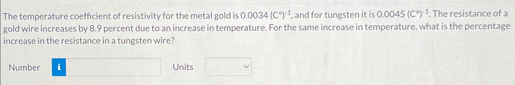 Solved The temperature coefficient of resistivity for the | Chegg.com