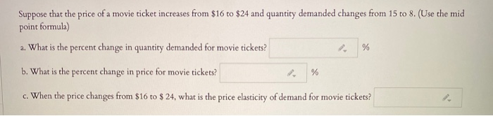 Solved Suppose That The Price Of A Movie Ticket Increases Chegg