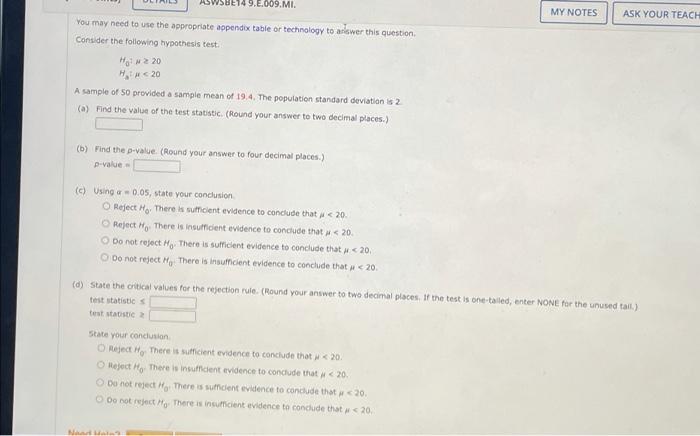 Solved 9.E.009.MI. MY NOTES ASK YOUR TEACH You May Need To | Chegg.com