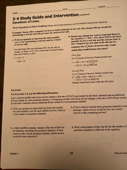 3 4 Study Guide And Intervention Equations Of Lines Answers Study Poster 3 4 Study Guide And Intervention Equations Of Lines Answers Study Poster