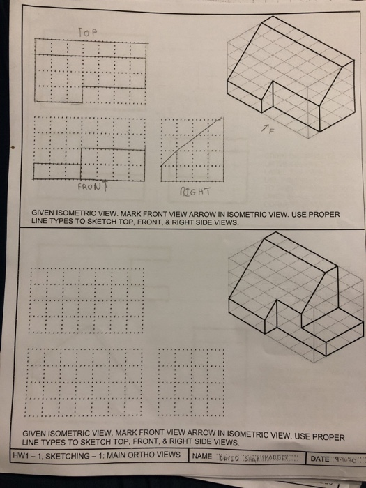 Solved TOP PF FRONT RIGHT GIVEN ISOMETRIC VIEW. MARK FRONT | Chegg.com