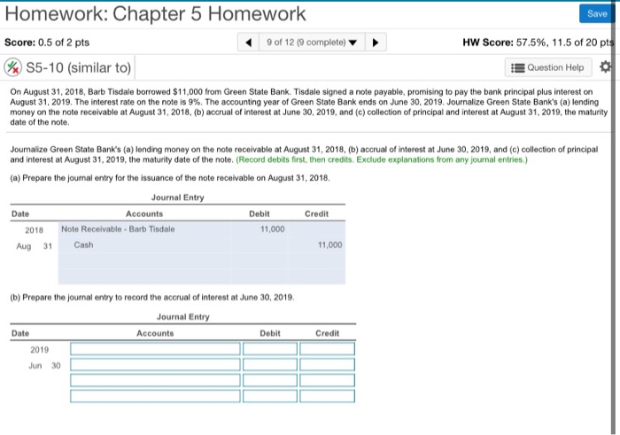 Save Homework Chapter 5 Homework Score 0 5 Of 2 Pts Chegg Com