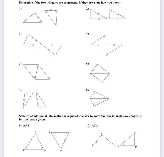 Solved Determine if the two triangles are congruent. If they | Chegg.com