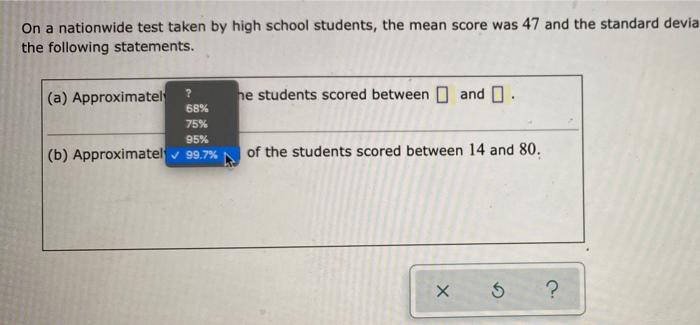 Solved On a nationwide test taken by high school students, | Chegg.com